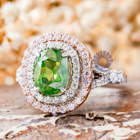 Cushion CZ Stone Double Halo Split Shank Ring