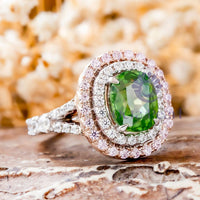 Cushion CZ Stone Double Halo Split Shank Ring