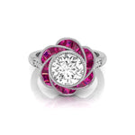 Milgrain Bezel Set Round CZ Stone Floral Inspire Ring