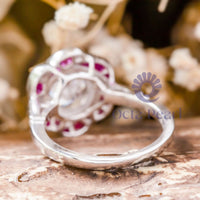 Milgrain Bezel Set Round CZ Stone Floral Inspire Ring