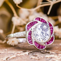 Milgrain Bezel Set Round CZ Stone Floral Inspire Ring