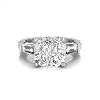 Asscher CZ Three Stone Engagement Wedding Ring