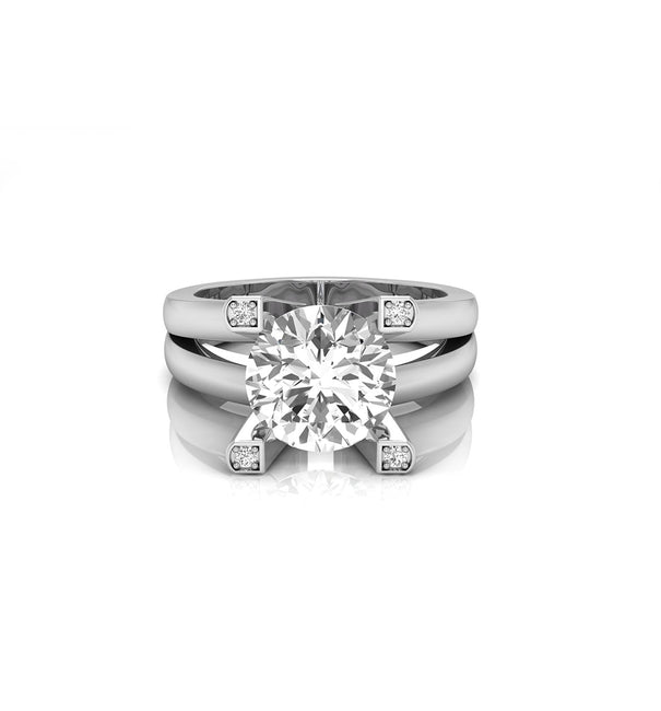 Round Cut Moissanite Split Shank Five Stone Ring