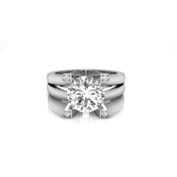 Round Cut Moissanite Split Shank Five Stone Ring