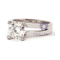 Round Cut Moissanite Split Shank Five Stone Ring