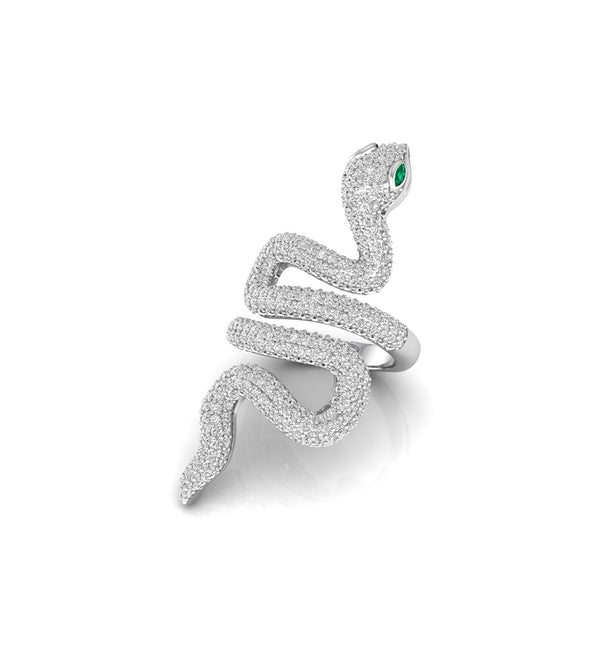 Round Stone Green Eyes SNAKE Inspire Finger Wrap Ring