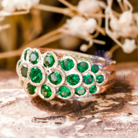 Green Round CZ Stone Bezel Set Anniversary Ring