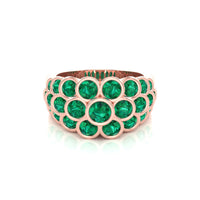 Green Round CZ Stone Bezel Set Anniversary Ring
