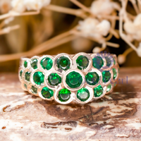 Green Round CZ Stone Bezel Set Anniversary Ring