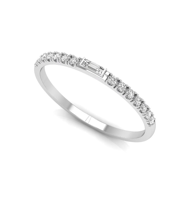 Baguette & Round CZ Stone Dainty Half Eternity Band