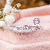 Baguette & Round CZ Stone Dainty Half Eternity Band