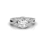 Round Cut Moissanite Swirl Bypass Twisted Shank Engagement Ring For Ladies