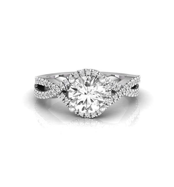 Round Cut Moissanite Swirl Bypass Twisted Shank Engagement Ring For Ladies