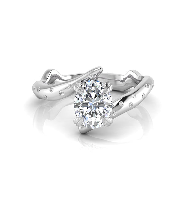 Oval Moissanite Bypass Shank Twig Engagement Ring