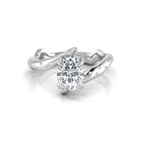 Oval Moissanite Bypass Shank Twig Engagement Ring