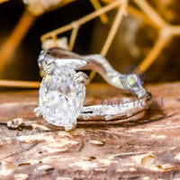 Oval Moissanite Bypass Shank Twig Engagement Ring