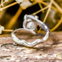 Oval Moissanite Bypass Shank Twig Engagement Ring