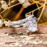 Oval Moissanite Bypass Shank Twig Engagement Ring