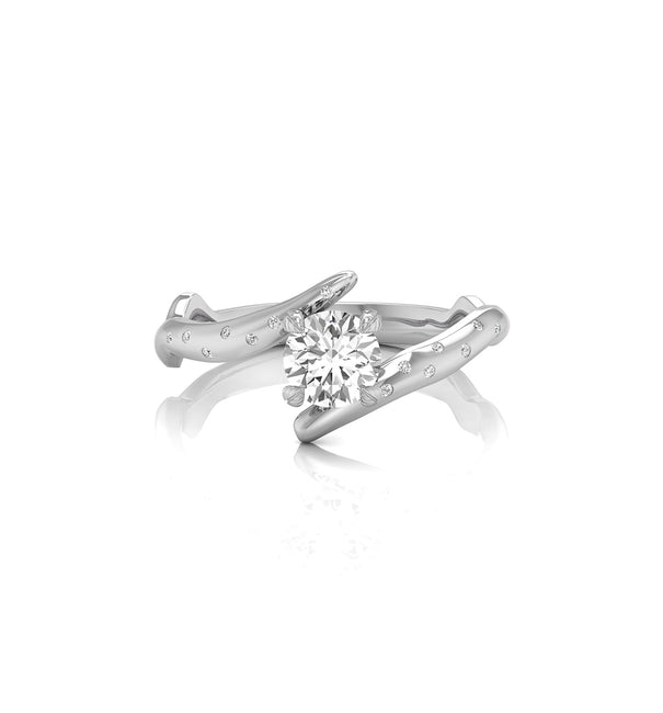 Round Moissanite Bypass Twig Engagement Ring