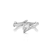 Round Moissanite Bypass Twig Engagement Ring