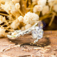 Round Bypass Twig Engagement Ring