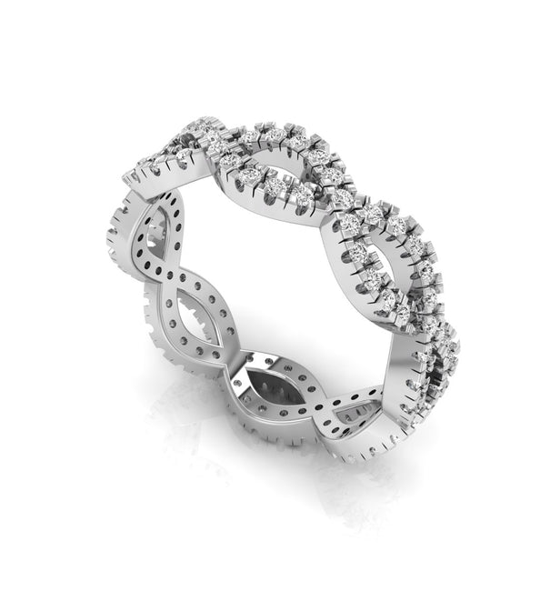 Round Moissanite Infinity Twisted Eternity Band