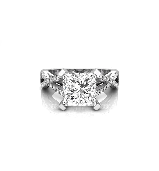 Princess Cut Moissanite Twisted Split Shank Ring