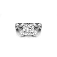 Princess Cut Moissanite Twisted Split Shank Ring