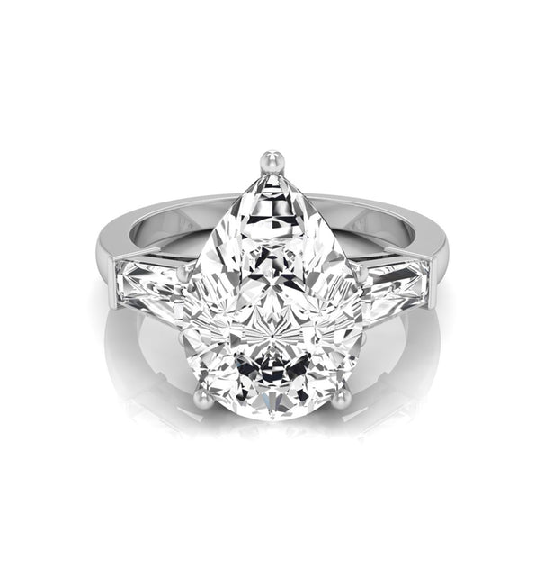 Pear CZ Stone Past Present Future Engagement Ring