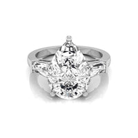 Pear CZ Stone Past Present Future Engagement Ring