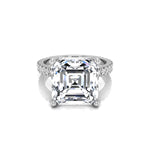 Asscher Cut Moissanite Hidden Halo Promise Ring