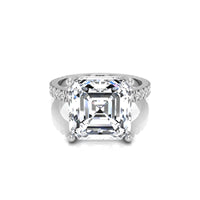 Asscher Cut Moissanite Hidden Halo Promise Ring