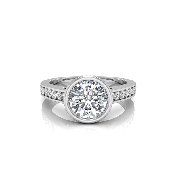 Bezel Set Round Moissanite Engagement Ring