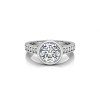 Bezel Set Round Moissanite Diamond Engagement Ring For Women