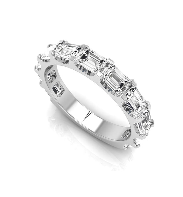 Emerald Cut CZ Stone Half Eternity Stacking Band