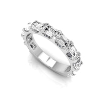 Emerald Cut CZ Stone Half Eternity Stacking Band