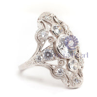 Round Moissanite Bezel Set Openwork Edwardian Ring