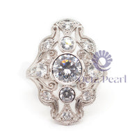 Moissanite Bezel Set Openwork Edwardian Ring