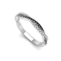 Round Black & White Moissanite Twisted Shank Half Eternity Band