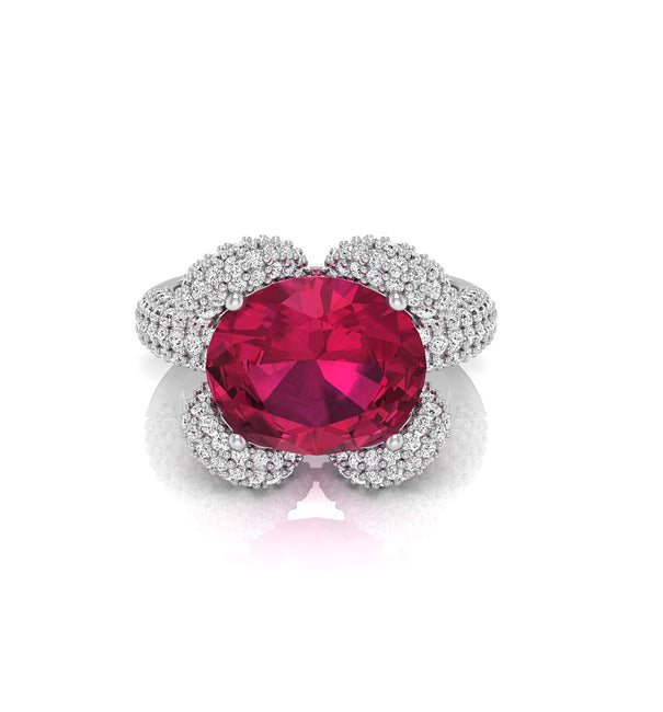 Pink Oval CZ Stone Designer Shank Proposal Ring