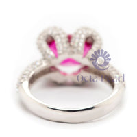 Pink Oval CZ Stone Designer Shank Proposal Ring