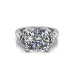 Cushion & Half Moon Cut CZ Three Stone Ring