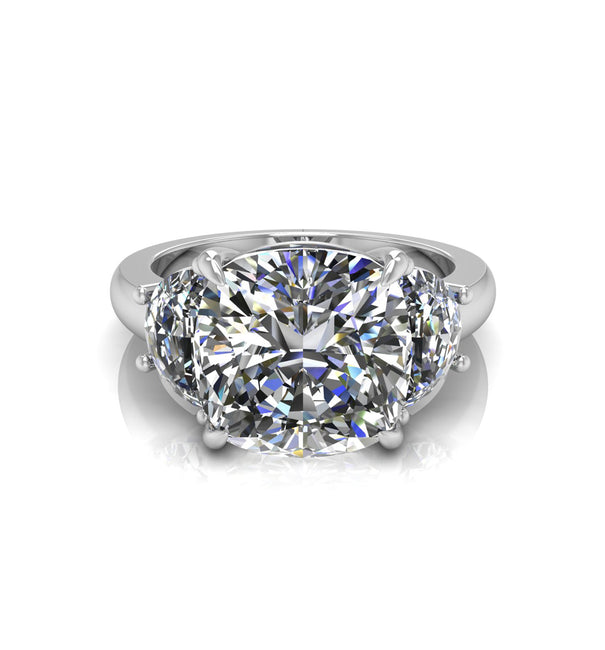 Cushion & Half Moon Cut CZ Three Stone Ring