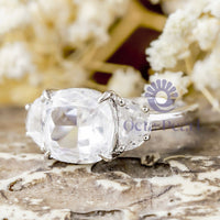 Cushion CZ Three Stone Ring