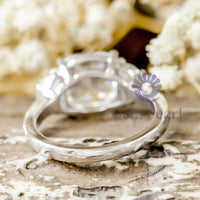 Cushion & Half Moon Cut CZ Three Stone Ring