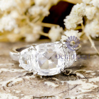 Cushion & Half Moon Cut CZ Three Stone Ring