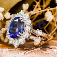 Blue Oval CZ Stone Sunburs