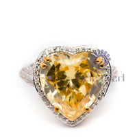 Yellow Heart CZ Stone Halo Ring For Party Wear