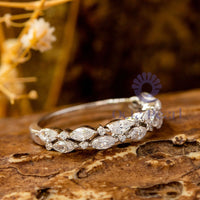 Marquise & Round CZ Stone Minimalist Promise Ring