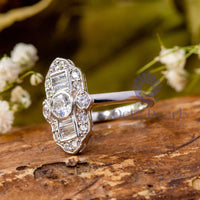 Old European Cut CZ Stone Vintage Edwardian Ring